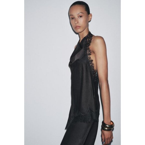 ZARA ZW COLLECTION LACE HALTER TOP - Picture 1 of 7